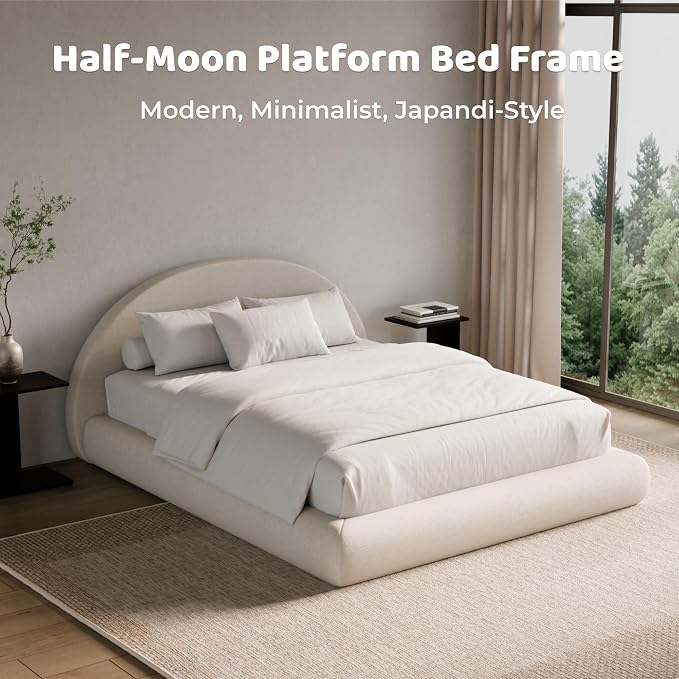 RECCI AirFrame Half-Moon Upholstered California King Platform Bed Frame - Image 6