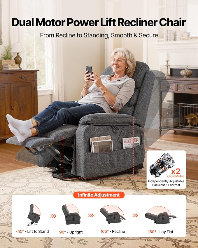 VEVOR Power Lift Recliner Chair, Dual Motor Lift Chair - Image 4