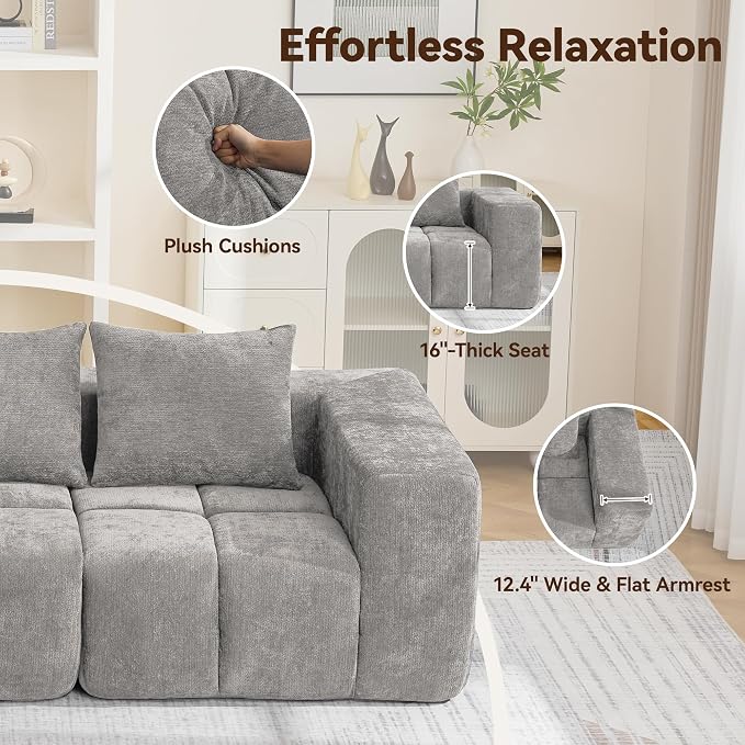 119" Boneless U-Shaped Sofa Couch - Image 5