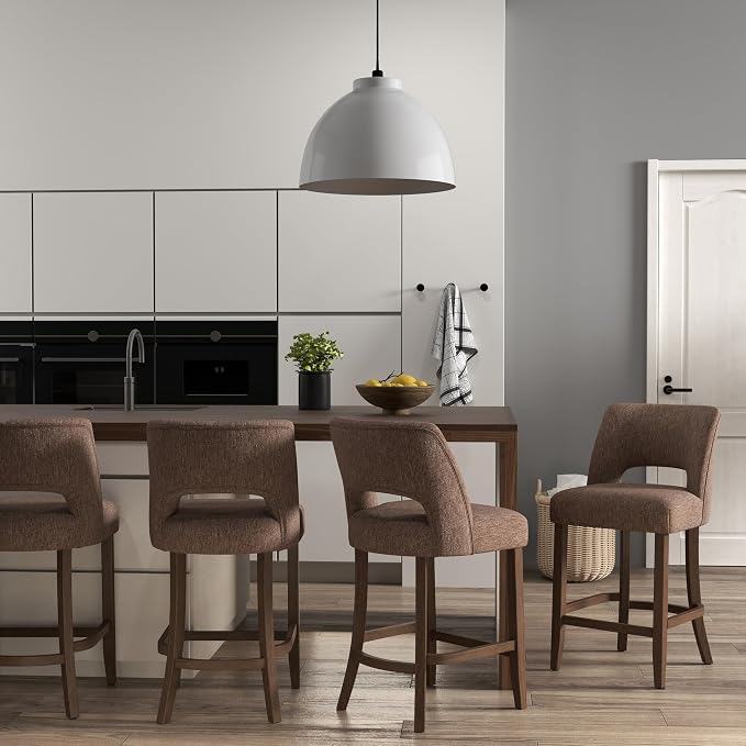 VKNOW Bar Stools Set of 4, Upholstered Counter Height Bar Stools, Modern - Image 3