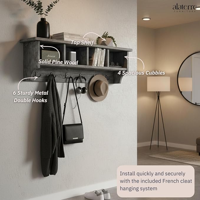Alaterre Furniture Pomona Entryway Coat Rack – Rustic Farmhouse 48-Inch - Image 5