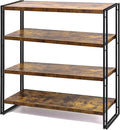 HCHQHS Bookshelf, 4-Tier Industrial Bookcase, Rustic Wood and Metal Open by HCHQHS