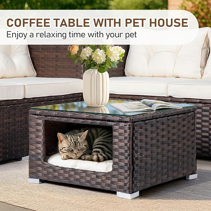 VINGLI 4 Pieces Outdoor Sectional Wicker Patio Furniture - Image 4