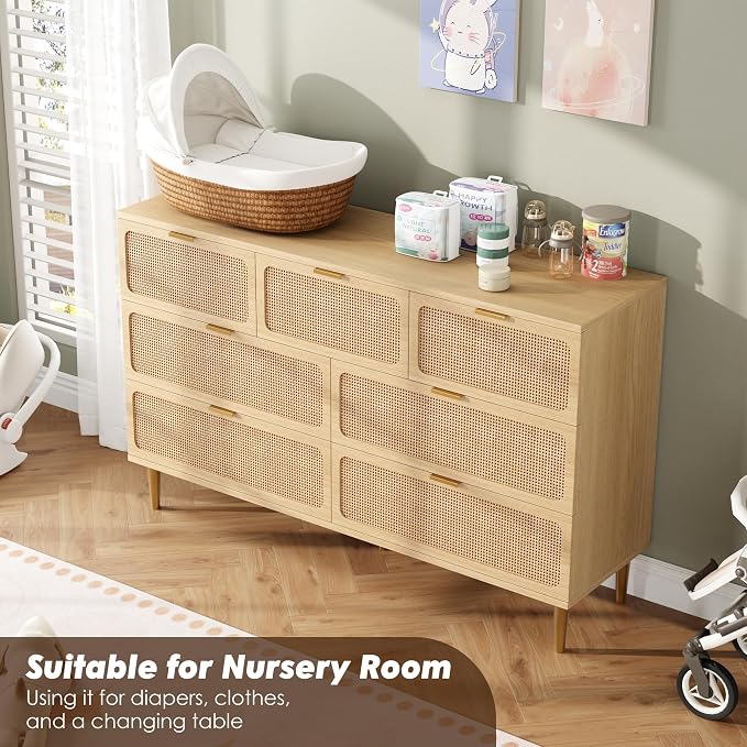 GarveeHome Rattan 7 Drawer Dressers - Image 5