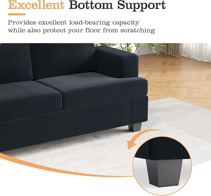 Apicizon Modern Loveseat & 3-Seater Sofa Set of 3, Corduroy Couch 3 Piece Sofa - Image 7