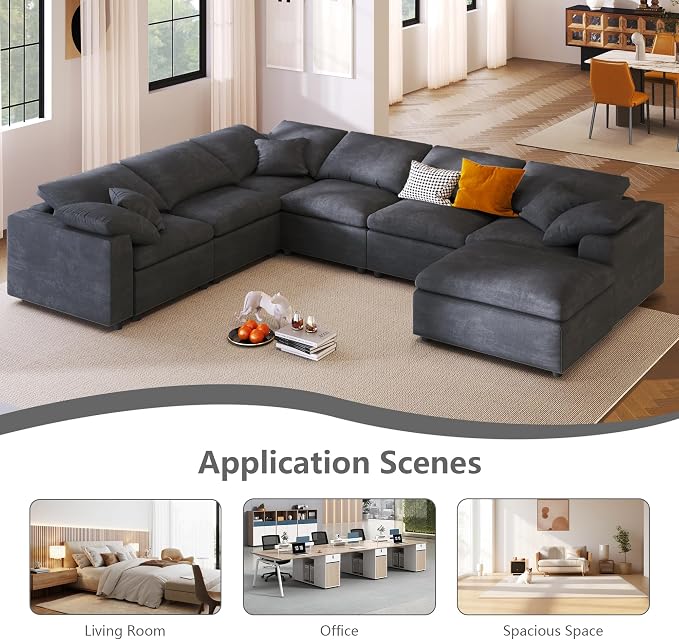 Oversized Modular Sectional Sofa Couch, Large 7 Seater Corner Sofa Modern U - Image 7