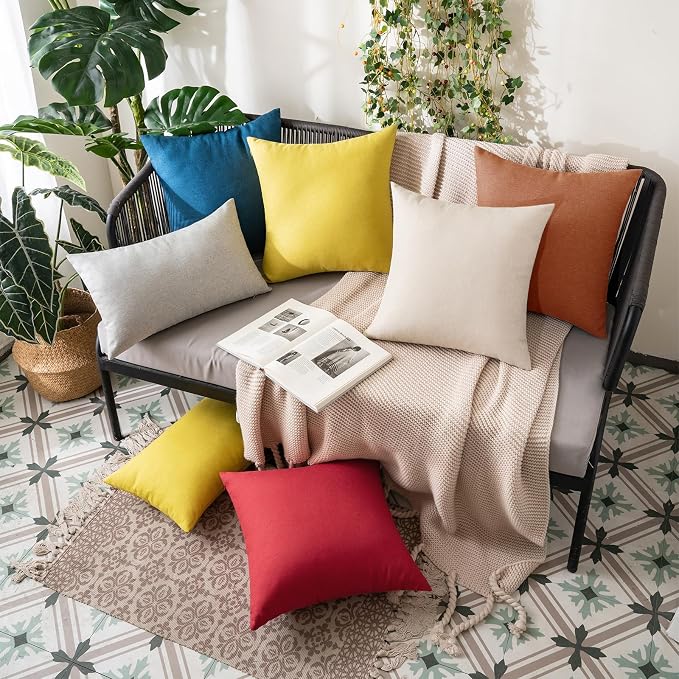 MIULEE Pack of 2 Decorative Outdoor Solid Waterproof Throw Pillow Covers Euro - Image 9