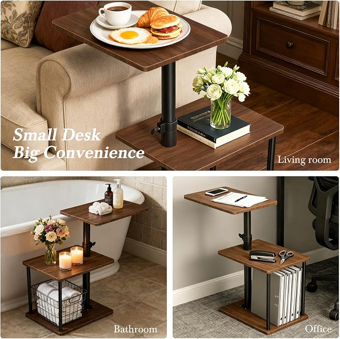 Faesun Swivel Side Table for Couch Arm, Adjustable C End Table for Recliner or - Image 9