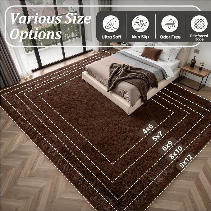 Fluffy Area Rugs 9x12 Living Room Bedroom: Ultra Soft Shag Rug Upgrade Non-Slip - Image 9