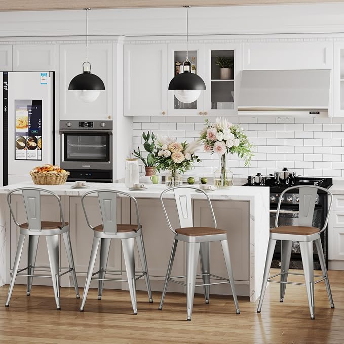 Andeworld Metal Bar Stools Set of 4, 30 inch Bar Height Barstools - Image 6
