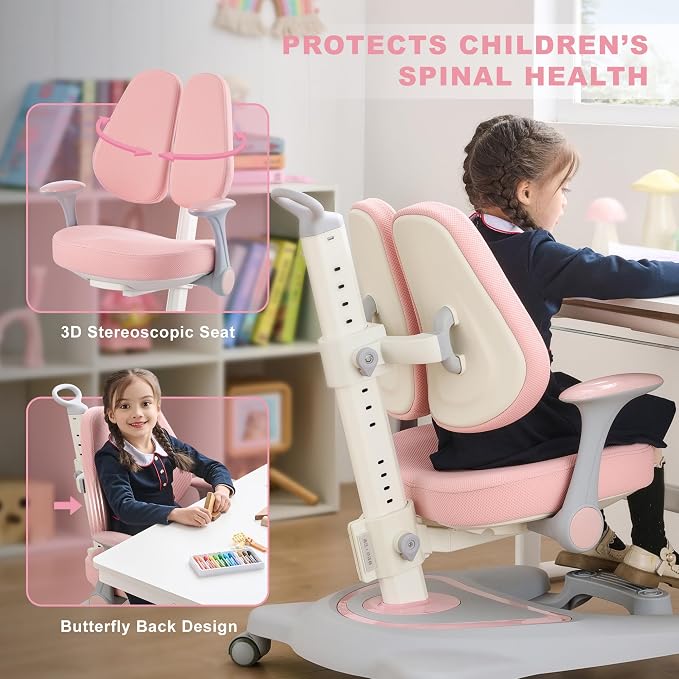 ERIYA Kids Desk Chair, Ergonomic Chair: Height-Adjustable, Double Back Support - Image 4