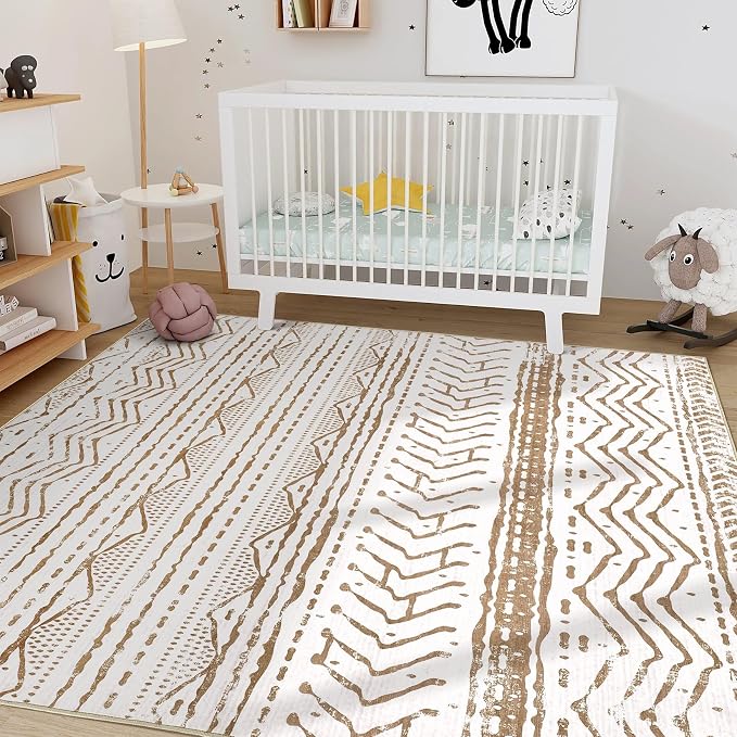 Nakagishi 7x9 Area Rugs Living Room: Washable Boho Large Neutral Soft Farmhouse - Image 6