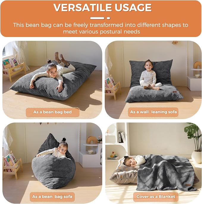 MAXYOYO 3 in 1 Kids Bean Bag Chair Couch, Convertible Chair Folds from Bean Bag - Image 3