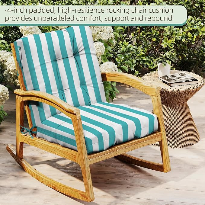 Outdoor Chair Cushions Set of 2, High Back Soft Seat Pad - Image 3