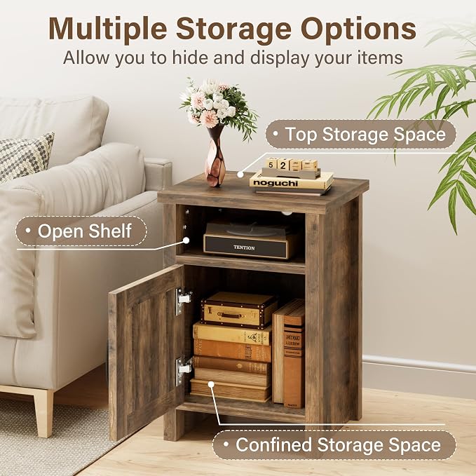 JUMMICO Farmhouse Nightstand, Modern Bedside Table - Image 3