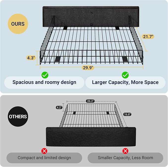 Allewie King Size Black Metal Faux Leather Platform Bed Frame - Image 7