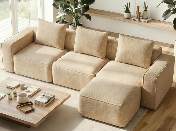 Welzona 103" Modular Sectional Sofa, Minimalist Comfy Cloud Couch Sectional by WelzonaDirect