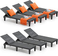 Outdoor Lounge Chair Set of 6, 5-Positions Adjustable Patio Chaise Lounges by NBYSGO