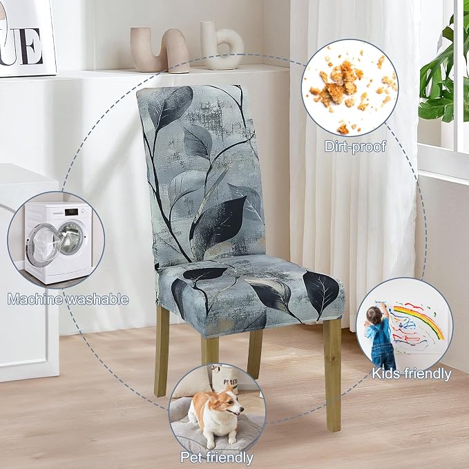 BIETYONE Stretch Dining Chair Covers Set of 6, Soft Removable Washable Kitchen - Image 6