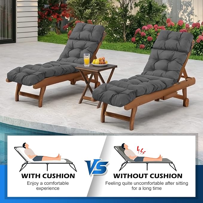 Chaise Lounge Cushions Outdoor, Waterproof & Fade Resistant Patio Lounge Chair - Image 6