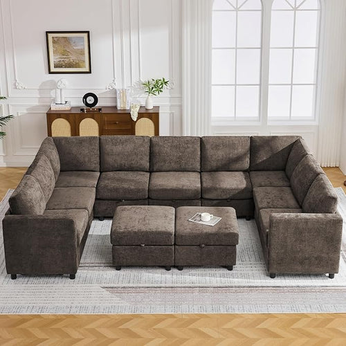 127'' Oversized U Shaped Modular Sofa, Sectional Couches by WUTUTUEE