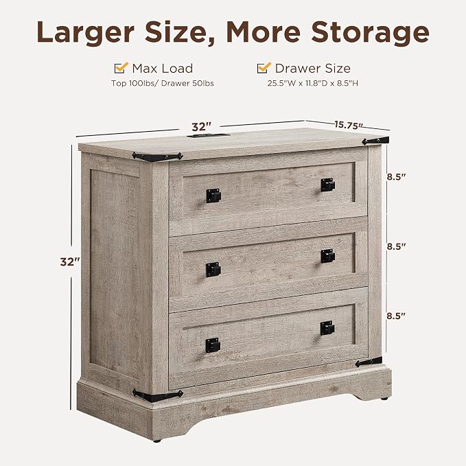 T4TREAM 32" Farmhouse Nightstand - Image 3