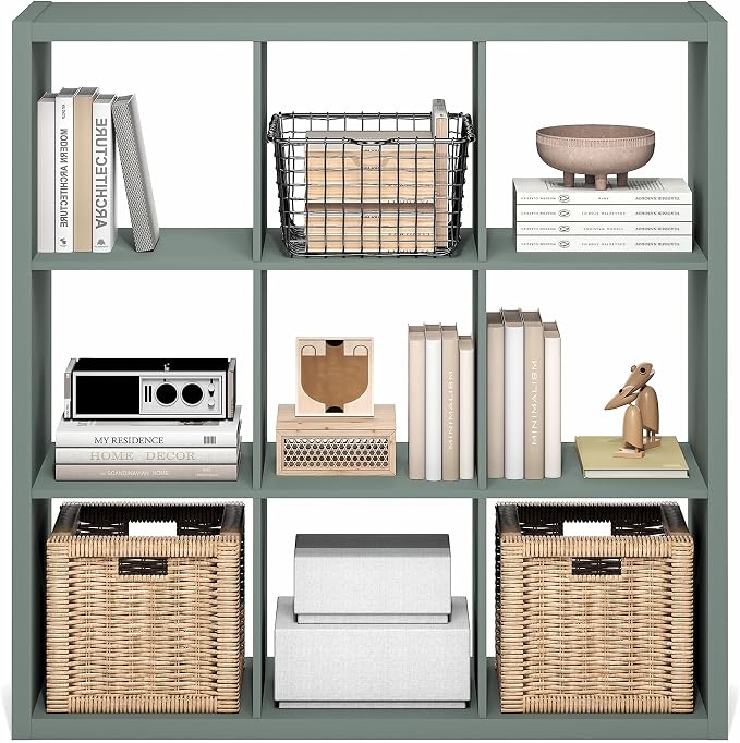 Furinno Cubicle Book Shelf, 9-Cube Bookshelf, Extra Thick Frame Reversible - Image 6