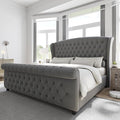 AMERLIFE Queen Size Platform Bed Frame, Velvet Upholstered Sleigh Bed by AMERLIFE