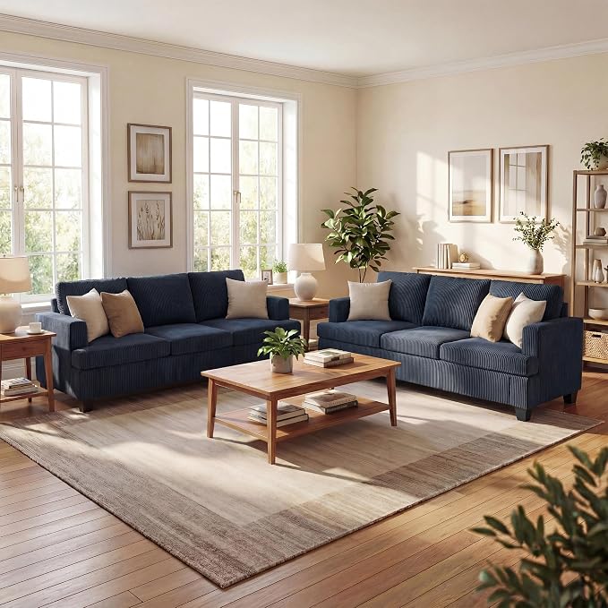 YOUDENOVA 2 Piece Set Comfy Sofa Couch, 3-Seater Sofa * 2 by YOUDENOVA