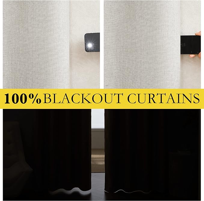 NICETOWN 100% Absolutely Blackout Linen Curtains - Image 4