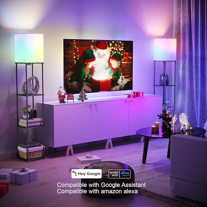 SUNMORY Floor Lamp with Shelves, Smart APP Control Standing Lamps with RGB Bulb - Image 3