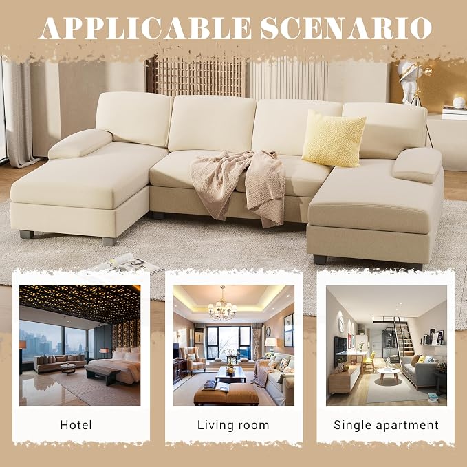 Furniwell Convertible Sectional Sofa Couch, 4 Seat Sofa Set - Image 6
