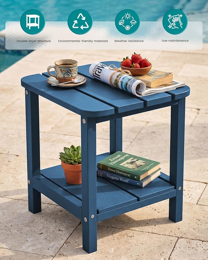 SERWALL Adirondack Table Set of 2, Outdoor Side Table- Blue - Image 5