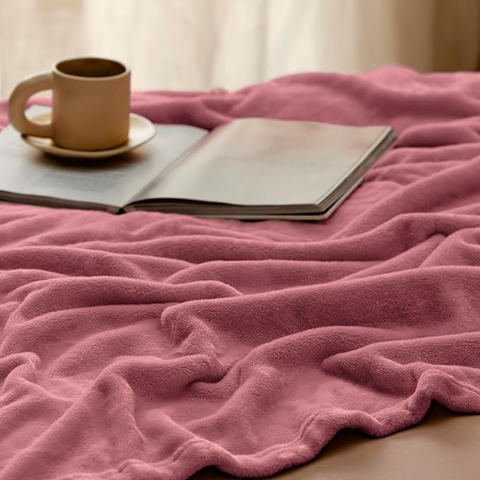 Bedsure GentleSoft Fleece Bed Blankets Queen Size Dusty Rose - Image 5