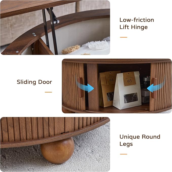 Round Lift Top Coffee Table - Image 5