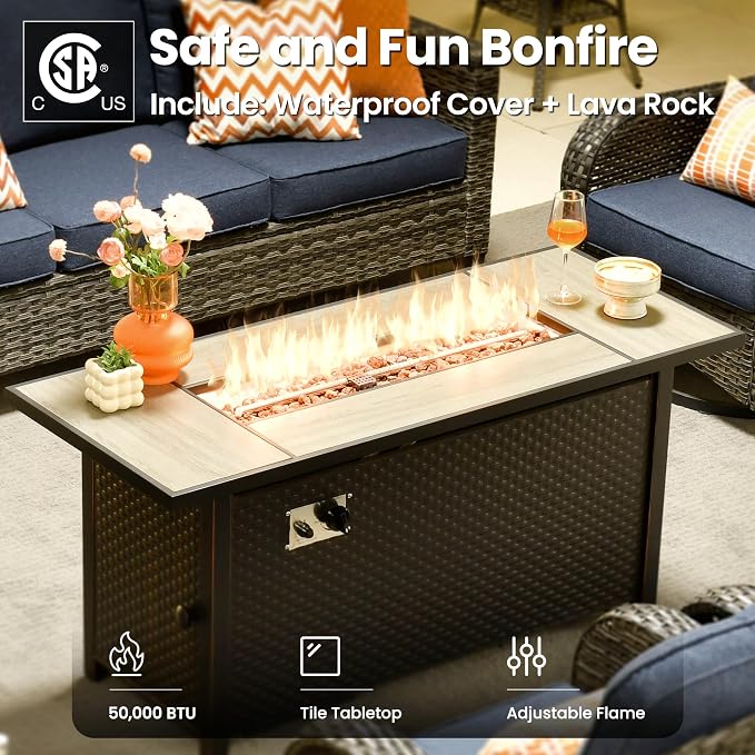 ovios 9 Pieces Patio Furniture Set, Outdoor Wicker Sofa Couch - Image 4
