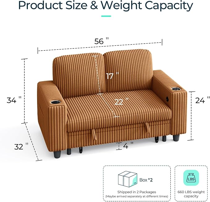 LINSY HOME Loveseat Sofa with Storage - Image 2