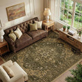 Area Rugs 6'x9' Washable Non-Slip, Floral Vintage Distress Print Pattern by RELEANY