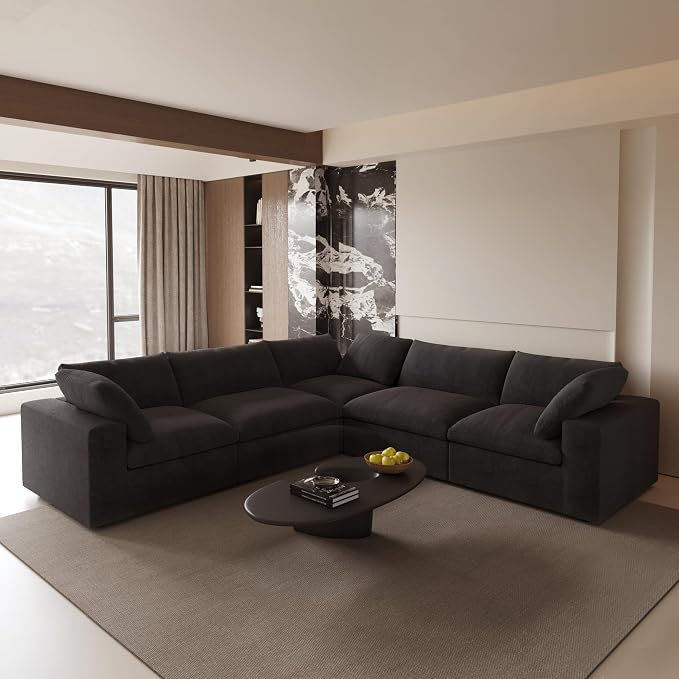 Cloud Modular Sectional Sofa Couch, 120.45" V Shaped Convertible Couches by SofaFurniture