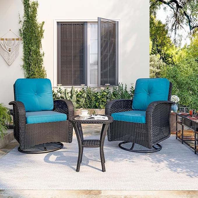 Aoxun 3 Pieces Patio Furniture Set, Patio Swivel Rocker Chairs Set of 2 - Image 2