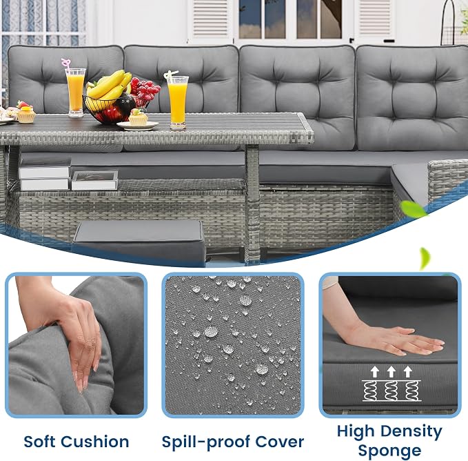 KROFEM 6-Piece Patio Furniture Set, Outdoor Sectional Sofa - Image 3