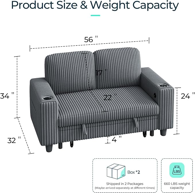 LINSY HOME Loveseat Sofa with Storage - Image 2
