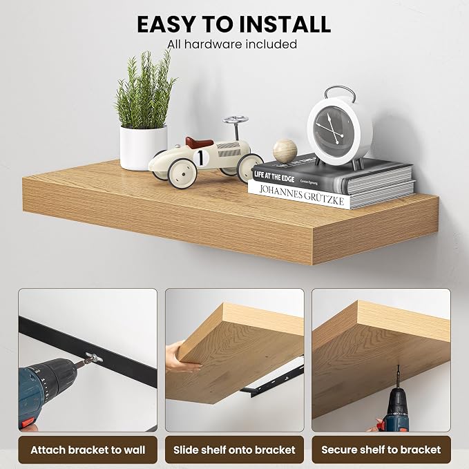 Dreamland 24" Floating Shelves for Wall, Wall-Mounted Shelves for Bedroom - Image 6