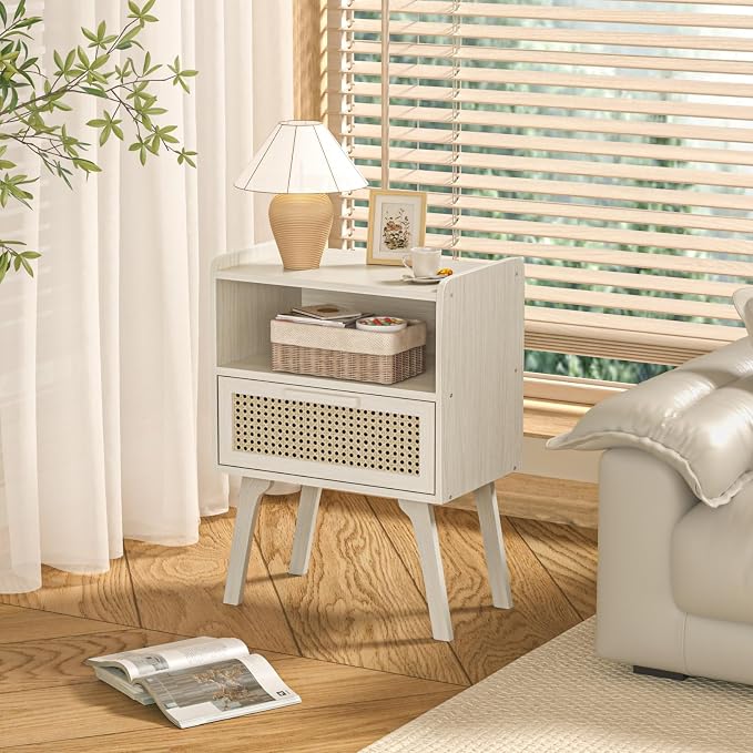 Lerliuo Rattan Nightstand, Side Table - Image 7