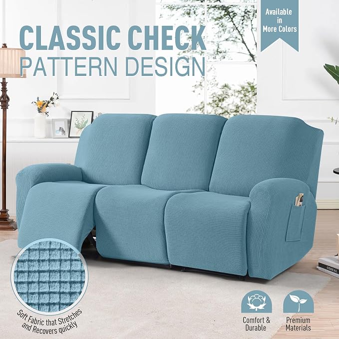 TAOCOCO Recliner Sofa Covers 8-Pieces Stretch Large Couch Covers - Image 2
