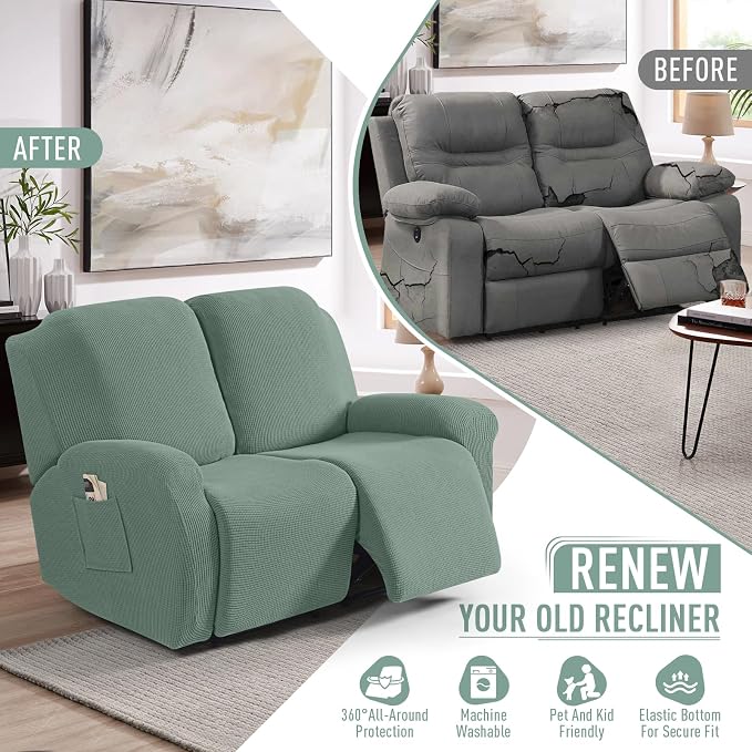 TAOCOCO Recliner Loveseat Slipcover, 6 Pieces Dual Recliner Sofa Covers - Image 4