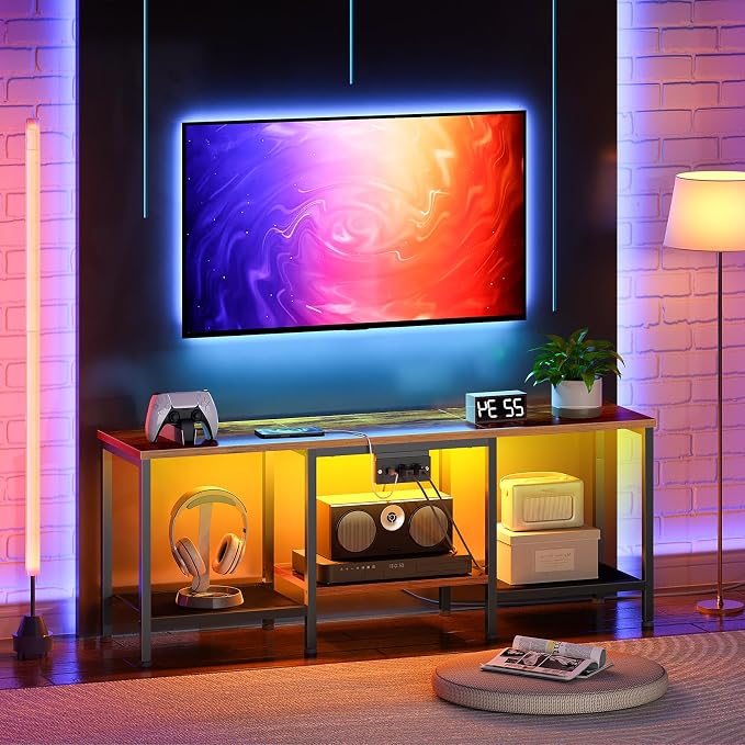 HOOBRO TV Stand with Charging Station to 55 Inches, LED Entertainment Center - Image 3