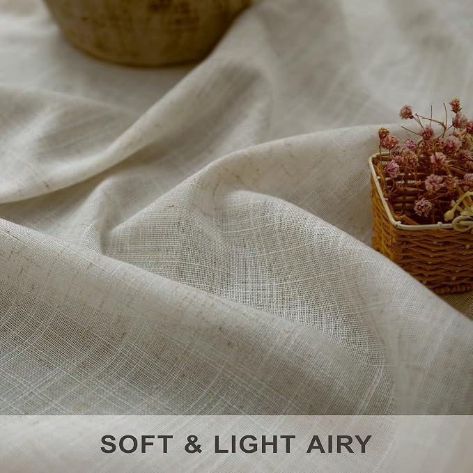 Pitalk Flax Linen Curtains 5 FT Wide by 84 Inches Long - Image 3