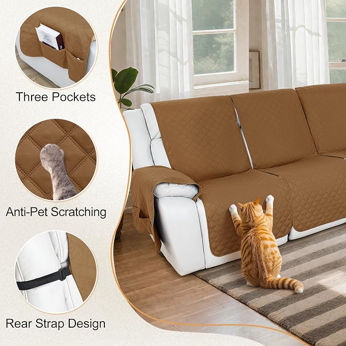 HDCAXKJ Reclining Sectional Couch Covers L Shape Recliner Sofa Middle Console - Image 4
