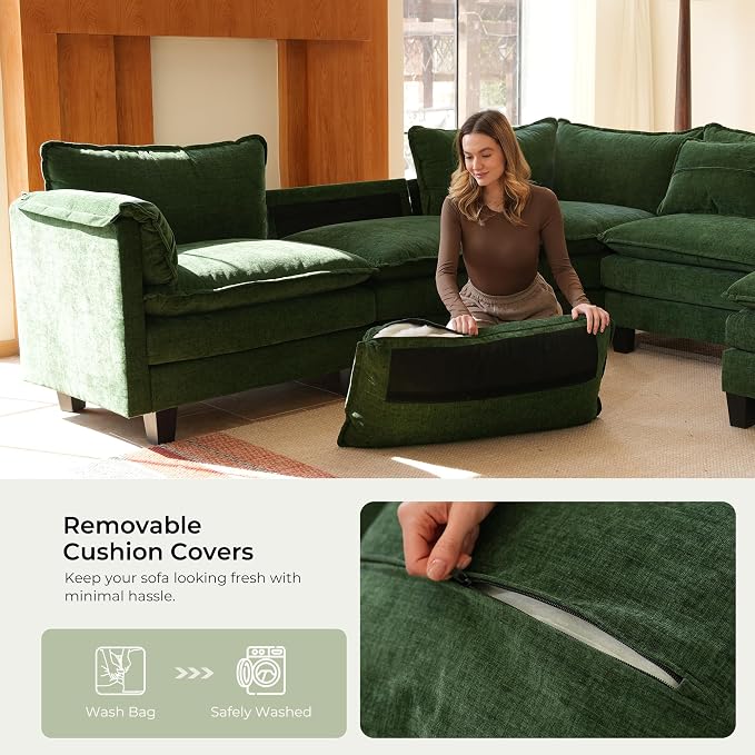 ELUCHANG 150" Oversized V-Shaped Cloud Couch Modular Sectional Sofa - Image 8